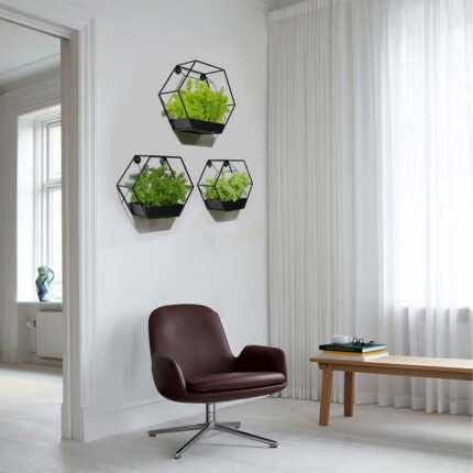 Artificial plant,Set of 3 Metal Hexagon wall planters with greens